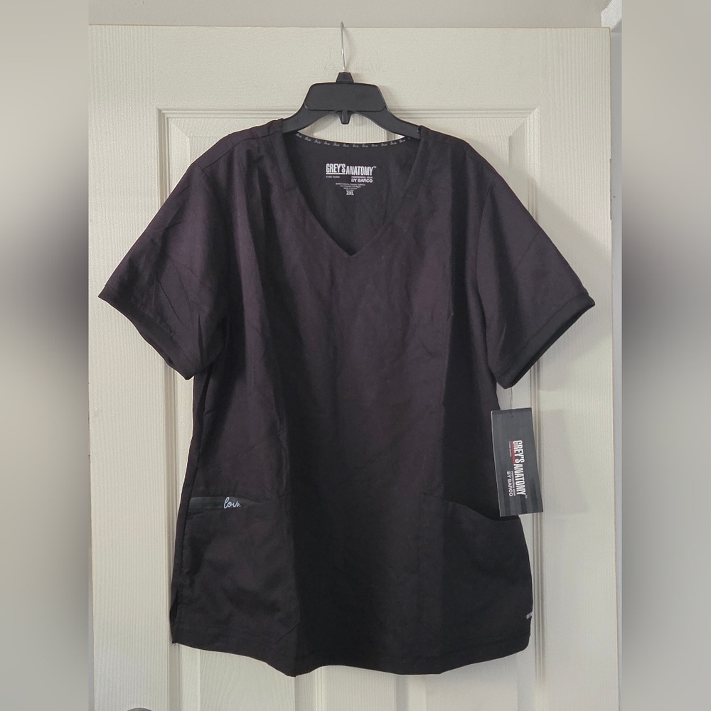 Grey's Anatomy by Barco Uniforms Dark Short Sleeve Scrub Top Sz 2XL